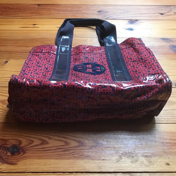 Tory Burch Red Navy Waterproof Tote Bag, EUC, 16” - Picture 7 of 15
